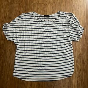 Colette Blue and White Cold Shoulder Striped Shirt